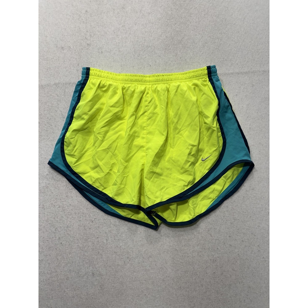 Nike Running Shorts Womens Large Yellow Teal Dri-FIT 3" Inseam Neon Athletic